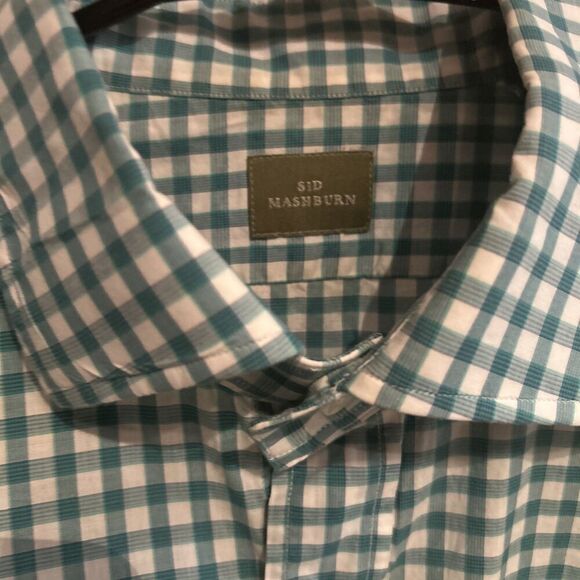 Sid Mashburn Mens Medium Green Plaid Long Sleeve Button Up Shirt - Picture 3 of 7